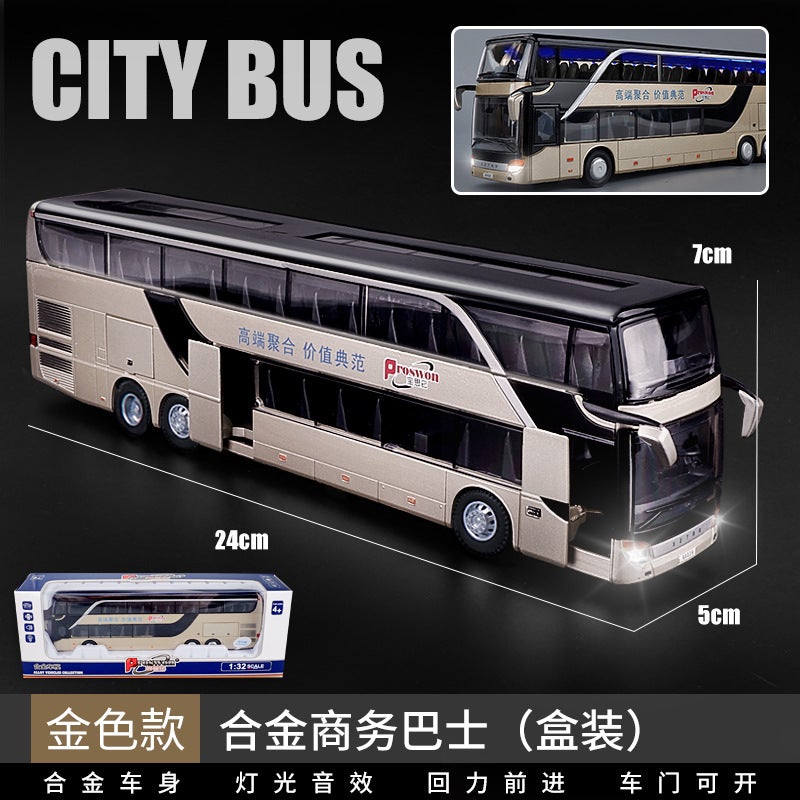 Baosilun Double-Decker Tour Bus Car Model Alloy Car Model 1:50 Sound And Light Pull Back Children'S Toy Car Model - Image 2