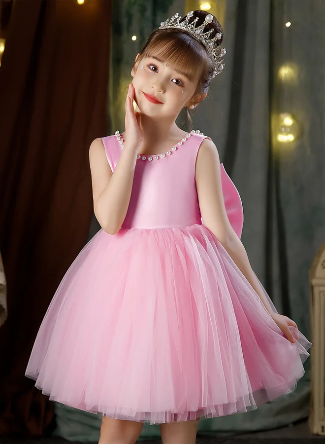 Take Two  Girls Pearl Decor Bow Tie Deep V-Back Princess Party Dress for Women | Best Price UAE