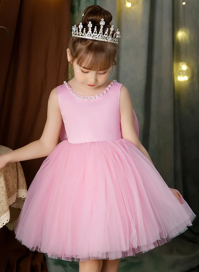 Take Two  Girls Pearl Decor Bow Tie Deep V-Back Princess Party Dress for Women | Best Price UAE