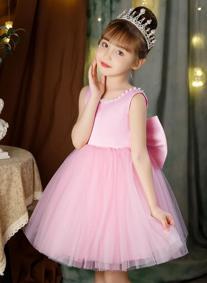 Take Two  Girls Pearl Decor Bow Tie Deep V-Back Princess Party Dress for Women | Best Price UAE