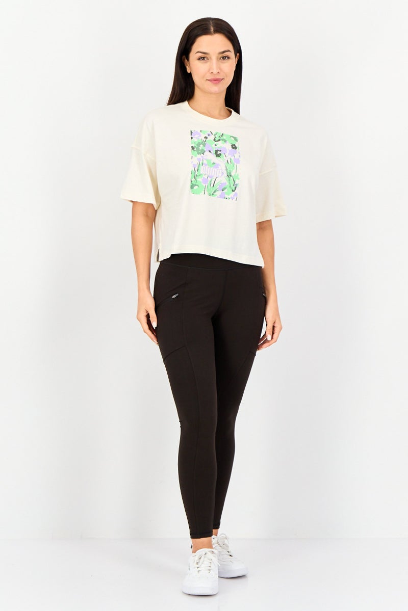 PUMA Women Sportswear Fit Graphic Print Outdoor T-Shirt, Off White - Image 2
