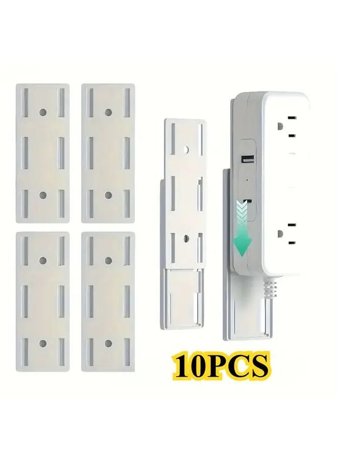 10pcs No Drill Self Adhesive Outlet Organizers White Heavy Duty Plug In Power Strip - Image 2