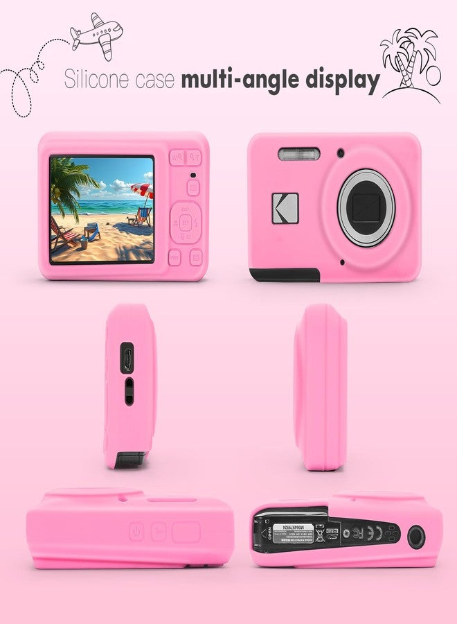 جراب كاميرا سيليكون من OCXLLEATLY متوافق مع كاميرا Kodak PIXPRO FZ55، غطاء سيليكون ناعم مضاد للخدش، غطاء حماية للكاميرا الرقمية (وردي) - Image 5