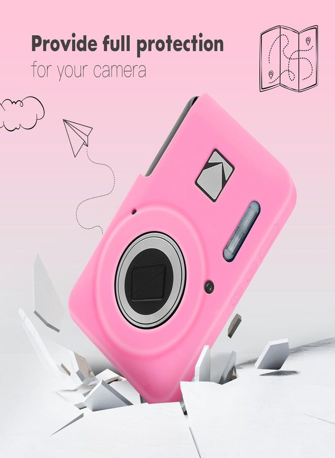 جراب كاميرا سيليكون من OCXLLEATLY متوافق مع كاميرا Kodak PIXPRO FZ55، غطاء سيليكون ناعم مضاد للخدش، غطاء حماية للكاميرا الرقمية (وردي) - Image 3