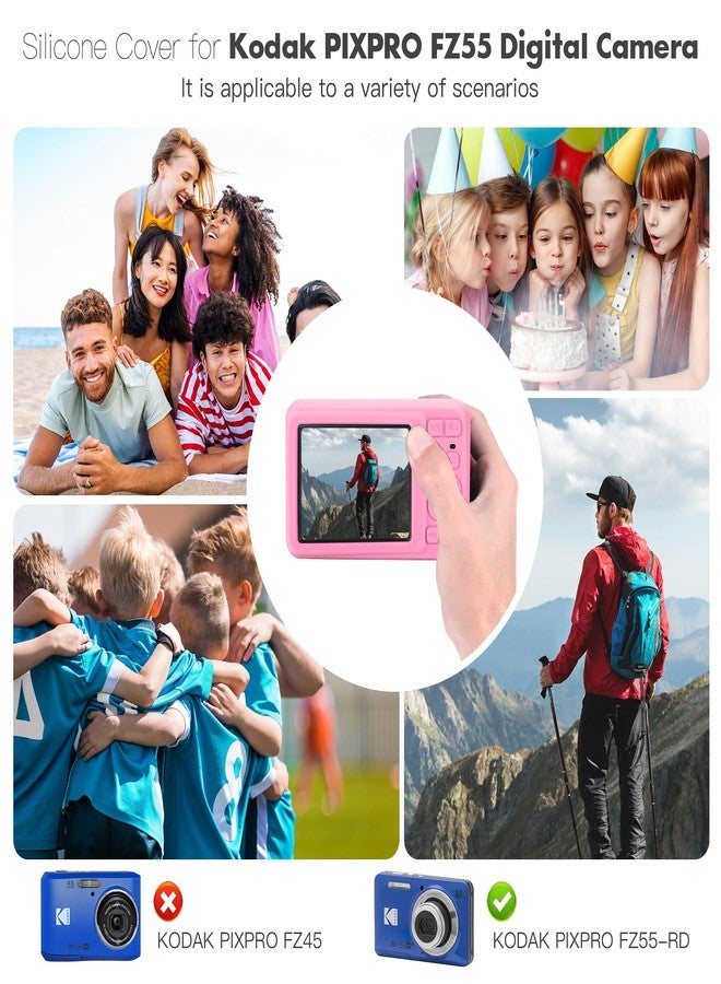 جراب كاميرا سيليكون من OCXLLEATLY متوافق مع كاميرا Kodak PIXPRO FZ55، غطاء سيليكون ناعم مضاد للخدش، غطاء حماية للكاميرا الرقمية (وردي) - Image 2