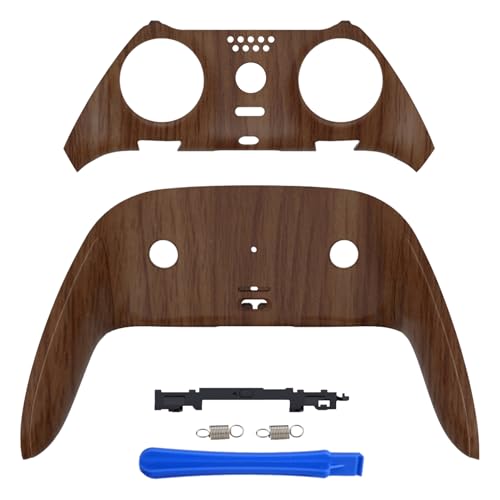 eXtremeRate Top Bottom Decorative Trim Shell Compatible with ps5 Edge Controller DIY Replacement Front Back Clip Shell Custom Wood Grain Plates Cover Compatible with ps5 Edge Controller - Image 1