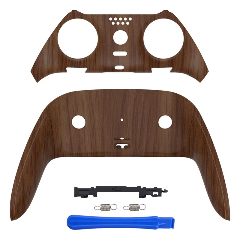 eXtremeRate Top Bottom Decorative Trim Shell Compatible with ps5 Edge Controller DIY Replacement Front Back Clip Shell Custom Wood Grain Plates Cover Compatible with ps5 Edge Controller - Image 2