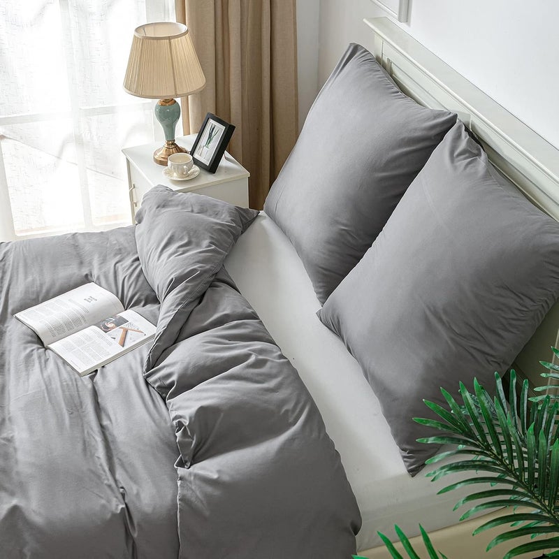 Good Nite Bed Linen 200 x 200 cm 3-Piece Grey Bed Linen Sets Microfibre Duvet Cover 200 x 200 cm + 2 Pillowcases 80 x 80 cm Breathable Soft - Image 3
