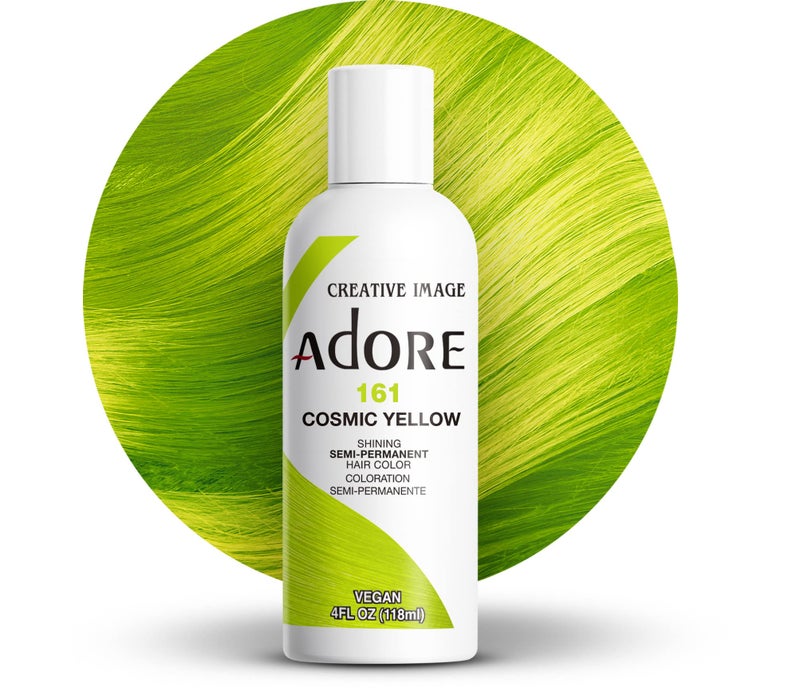 Adore Semi Permanent Hair Color Vegan and CrueltyFree Yellow Hair Dye 4 Fl Oz 161 Cosmic Yellow Pack of 1