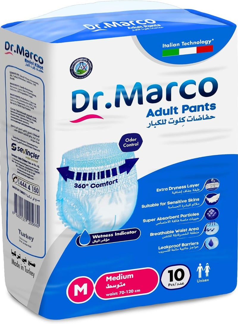 Dr. Marco Adult Culotte Diaper, Size Medium, 10 Pants with Wetness Indicator, Turkish made Underwear with Italian Technology - Image 1