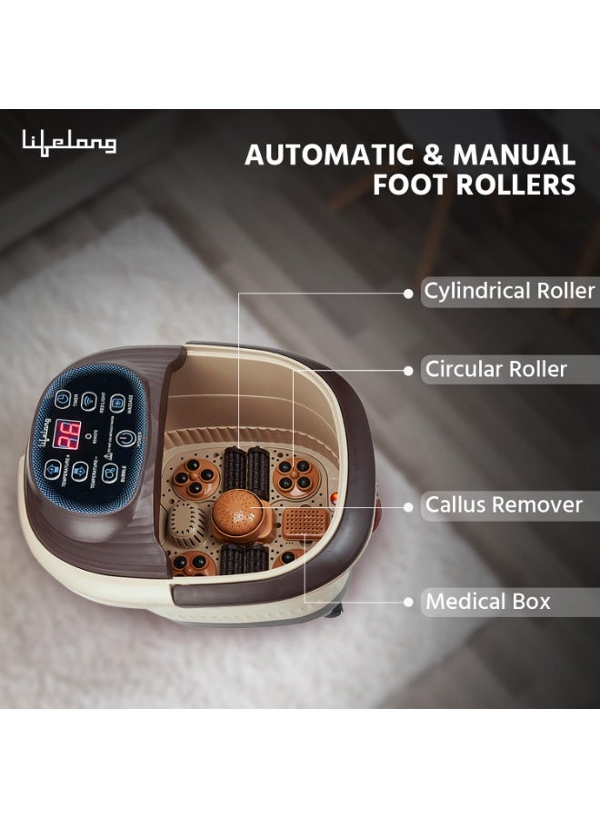 Lifelong LLM279 Corded Electric Foot Spa and Massager with Automatic Rollers, Digital Panel, Bubble Bath & Water Heating Technology for Pedicure, Pain relief & Foot Care (1 Year Warranty) Brown - Image 3