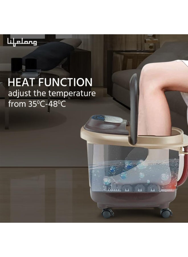 Lifelong LLM279 Corded Electric Foot Spa and Massager with Automatic Rollers, Digital Panel, Bubble Bath & Water Heating Technology for Pedicure, Pain relief & Foot Care (1 Year Warranty) Brown - Image 4