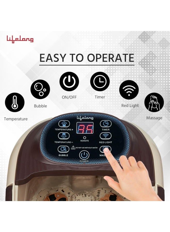 Lifelong LLM279 Corded Electric Foot Spa and Massager with Automatic Rollers, Digital Panel, Bubble Bath & Water Heating Technology for Pedicure, Pain relief & Foot Care (1 Year Warranty) Brown - Image 2