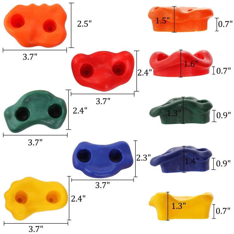ZENFUN 25 Packs Rock Climbing Holds for Kids and Adults, Indoor & Outdoor Rock Wall Climbing Kit, Multi-Colored Climbing Rock Wall Grips with Mounting Hardware, Knotted Rope and 25 Handles - Image 2