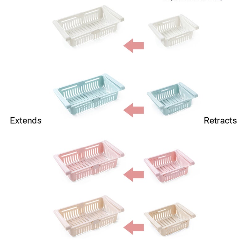 0.43 Inch Retractable Fridge Organizer Pull Out Drawer Clip On Under Shelf Basket Multicolour 20*8*16cm - Image 4