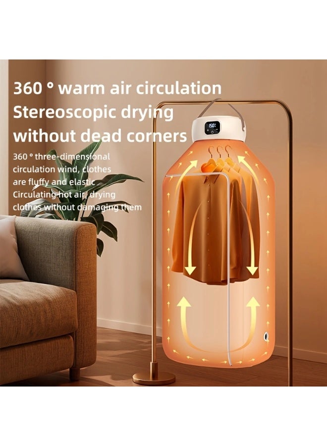 senbowe Portable Foldable Dryer With Foldable Drying Bag, 6-Level Intelligent Timer, Led Digital Display Screen, Large-Sized Clothes Cover, Family Dormitory Travel Quick Dryer - Image 2