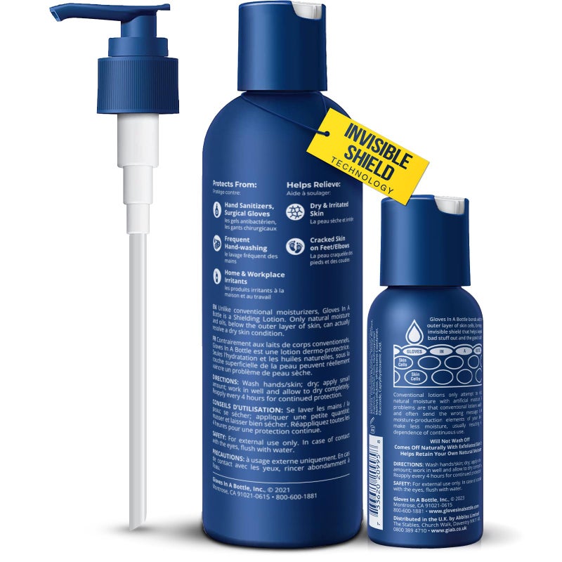 Gloves In A Bottle Non Greasy Healthcare Workers Hand Creams â€“ Hand Cream for Nurses â€“ Silicone Glove Cream â€“ Water Resistant Dry Cracked Hands Treatment â€“ Relief for Eczema â€“ 2 oz & 8 oz with Pump - Image 2