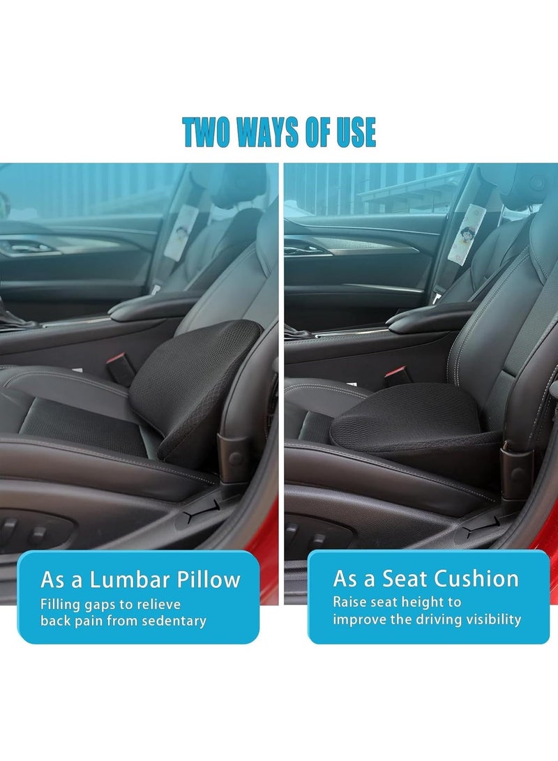 وسادة مقعد السيارة للقيادة - رغوة الذاكرة المريحة لمقعد السائق - دعم الظهر، تخفيف الألم - للسفر بالسيارة، الرحلات الطويلة (أسود) - Image 4