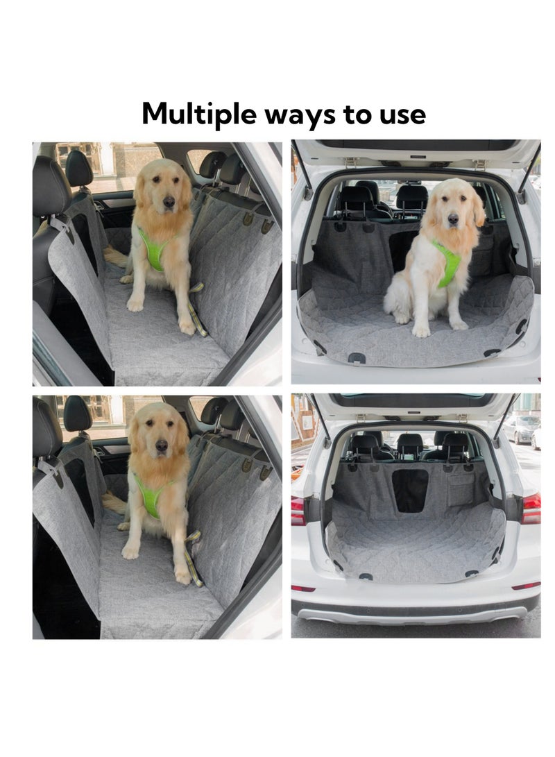 نوفولان أغطية مقاعد السيارة للكلاب للمقعد الخلفي، أغطية مقاومة للماء للحيوانات الأليفة للسيارة، نسيج مقاوم للماء مع خياطة شديدة التحمل، شبكة قابلة للتهوية، أحزمة قابلة للتعديل لأحجام مختلفة من السيارات (رمادي) - Image 3