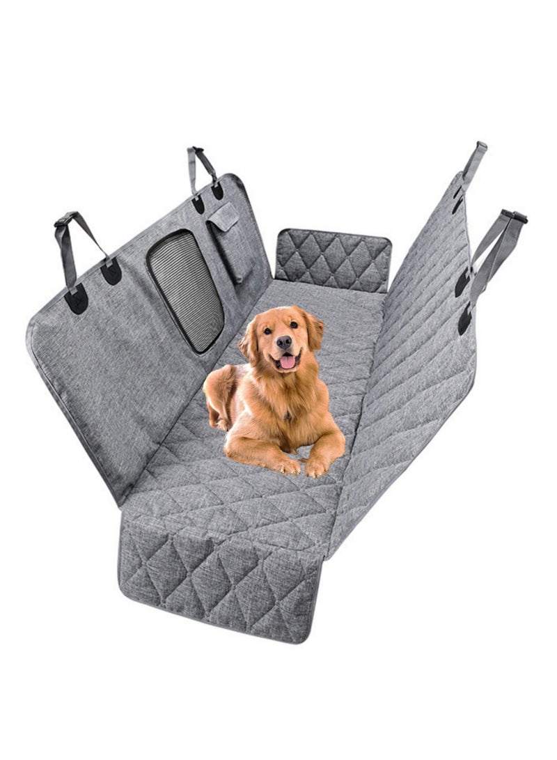 نوفولان أغطية مقاعد السيارة للكلاب للمقعد الخلفي، أغطية مقاومة للماء للحيوانات الأليفة للسيارة، نسيج مقاوم للماء مع خياطة شديدة التحمل، شبكة قابلة للتهوية، أحزمة قابلة للتعديل لأحجام مختلفة من السيارات (رمادي) - Image 1