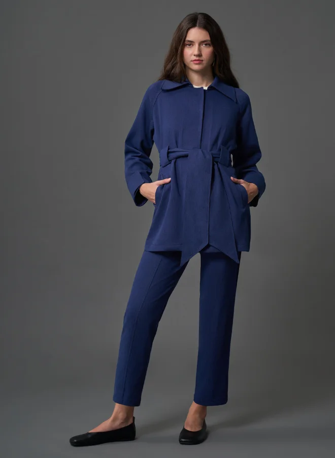 ميزال MIZALLE DENIM TEXTURED BELT CAPE