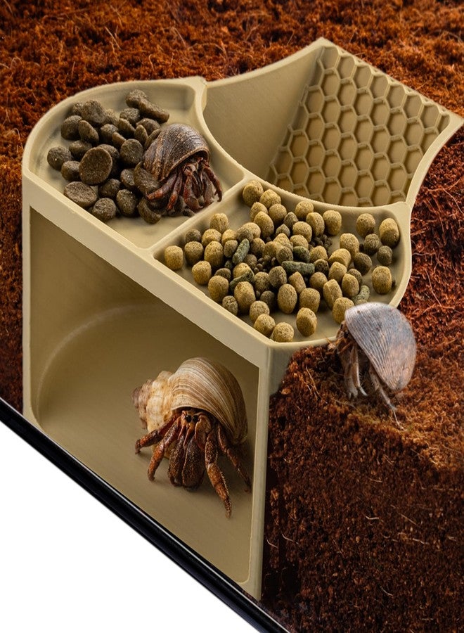 HERPDEN Hermit Crab Habitat Shelter with Dual Food Bowls, 2-in-1 Cave Shelter & Feeding Dish, Textured Climbing Ramp & Viewing Window, Hermit Crab Accessories for Habitat & Tank Setup (Sand) - Image 1