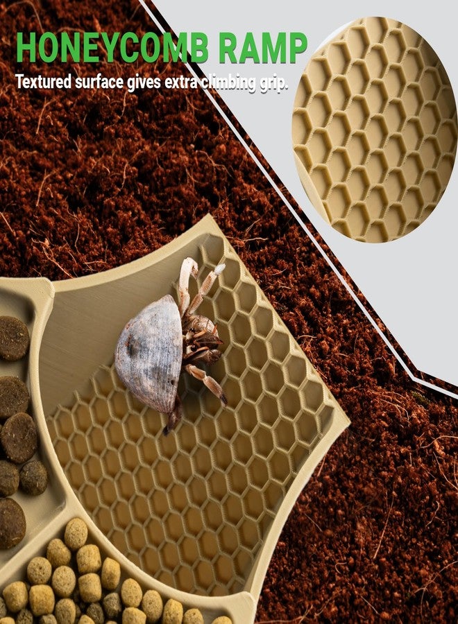 HERPDEN Hermit Crab Habitat Shelter with Dual Food Bowls, 2-in-1 Cave Shelter & Feeding Dish, Textured Climbing Ramp & Viewing Window, Hermit Crab Accessories for Habitat & Tank Setup (Sand) - Image 4