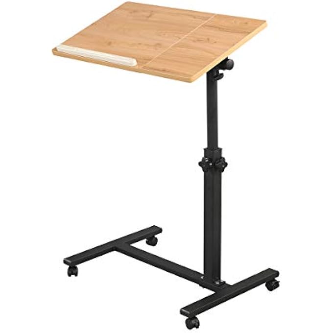 rayihni ROLLING LAPTOP TABLE LAP DESK FOR LAPTOP ROLLING CART TILTING OVERBED BEDSIDE TABLE OVERBED DESK OVERBED TABLE WITH WHEELS ADJUSTABLE LAPTOP STAND SOFA SIDE TABLE - Image 1