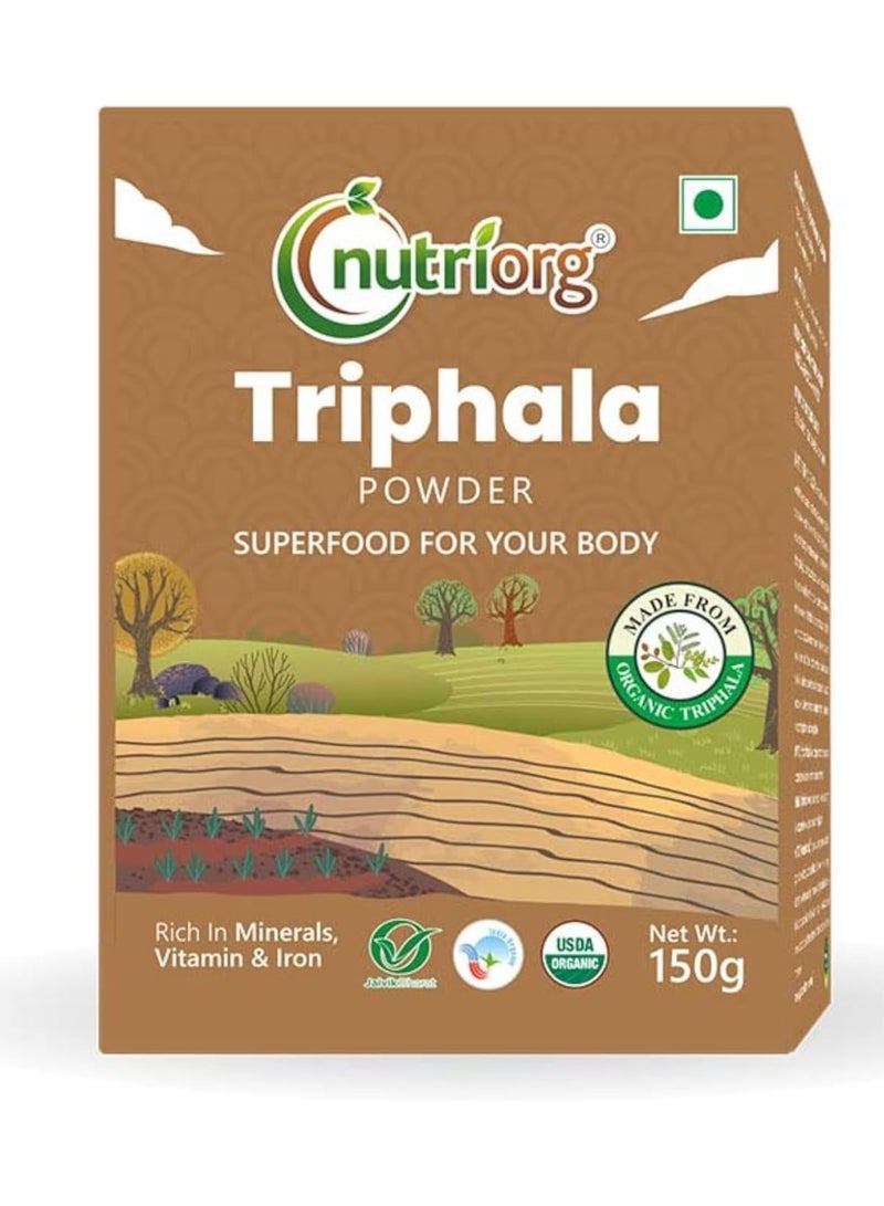 nutriorg Triphala Powder 150g (Hairtaki, Bibhitaki & Amlaki) Digestive Care - Image 1