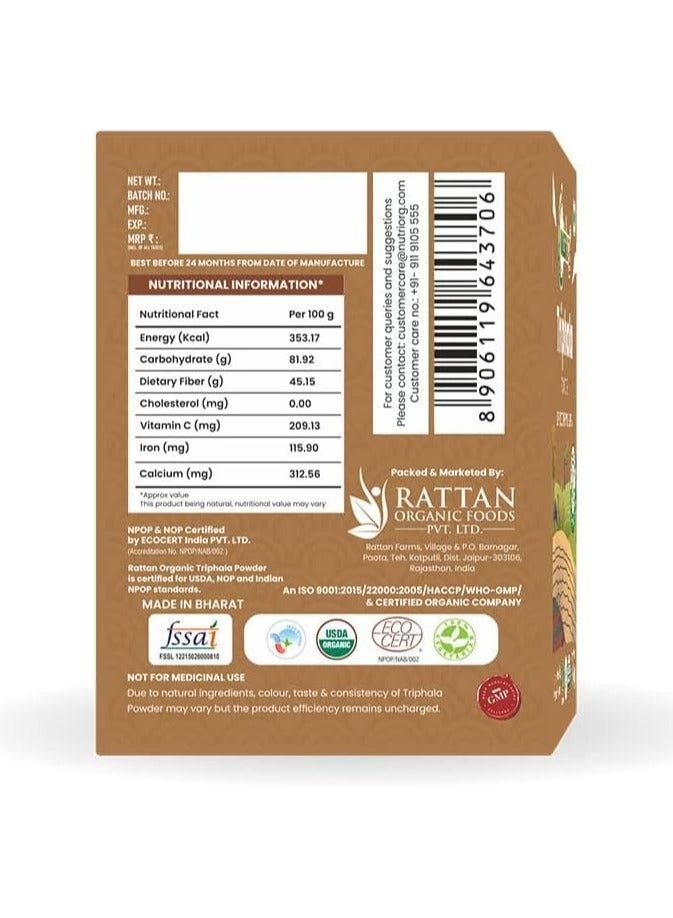 nutriorg Triphala Powder 150g (Hairtaki, Bibhitaki & Amlaki) Digestive Care - Image 3