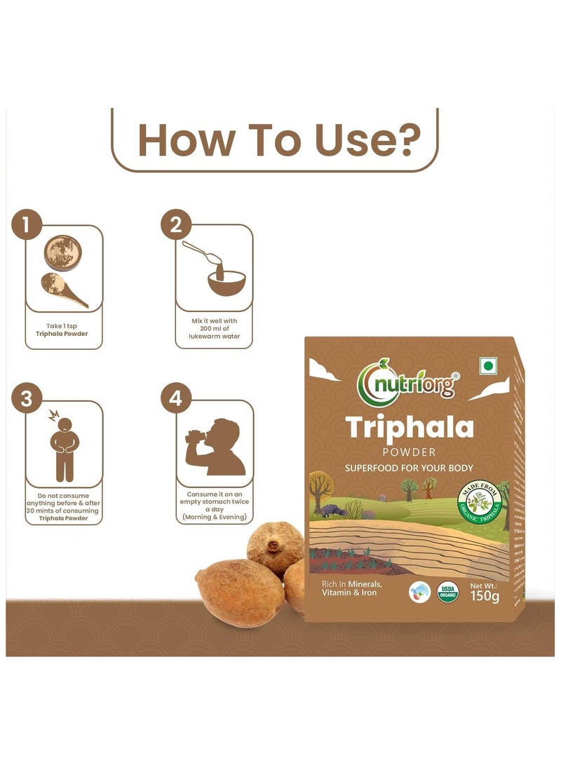 nutriorg Triphala Powder 150g (Hairtaki, Bibhitaki & Amlaki) Digestive Care - Image 4