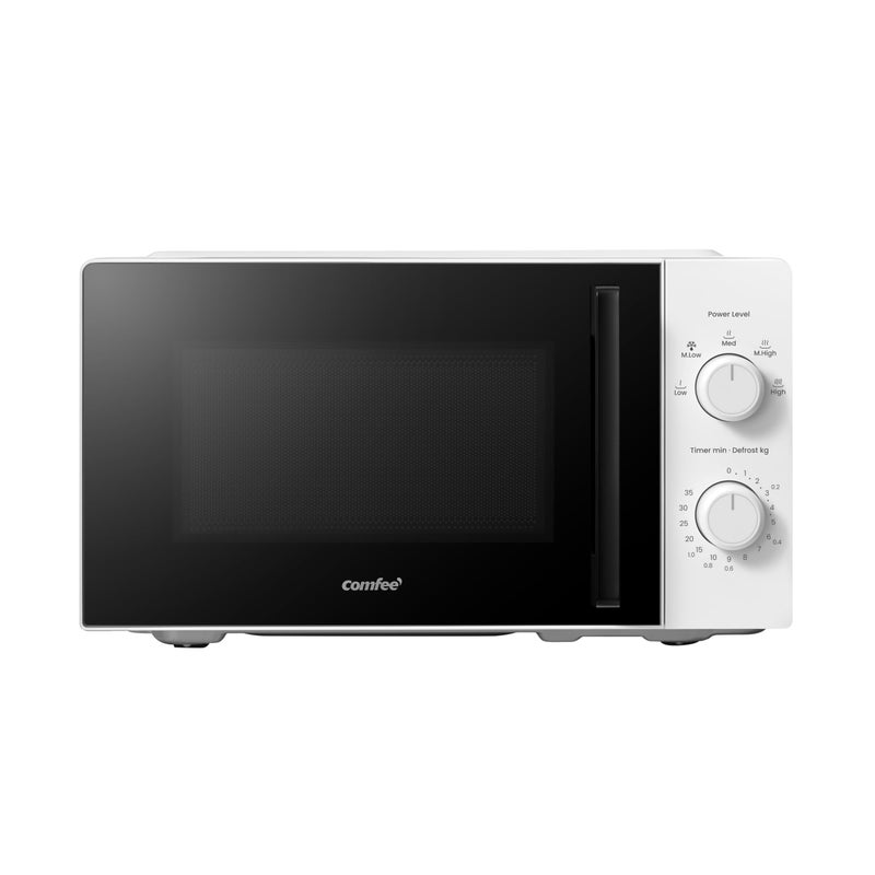 COMFEE' 20L Compact White Microwave Oven, 700W Solo Manual Countertop Microwave with 5 Power Levels, Quick Defrost, Easy Clean, Dial Timer, Ideal for Small Kitchens - CMO-MM20L2NFPF(WH) - Image 1