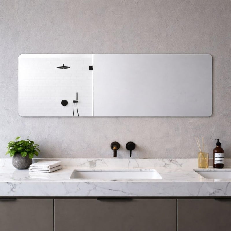Frameless Adhesive Mirror Sticker for Wall, Bathroom Vanity Mirror, Easy Installation, Modern Rectangular Design, Different Sizes Available (120x40cm) - Image 1