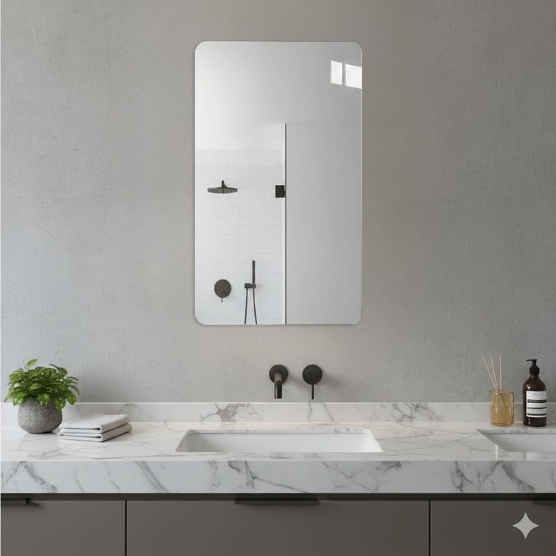 Frameless Adhesive Mirror Sticker for Wall, Bathroom Vanity Mirror, Easy Installation, Modern Rectangular Design, Different Sizes Available (120x40cm) - Image 5