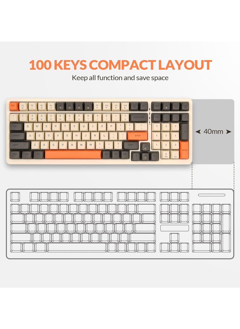 erorex - RK909 Wireless Mechanical Gaming Keyboard, 3 Mode 2.4G/Wired/Bluetooth, Blue Switches, 100 Keys, 20 Modes LED Backlighting, Rechargeable Keyboard for PC Gamers/Mac/Windows/Smartphone - Image 1