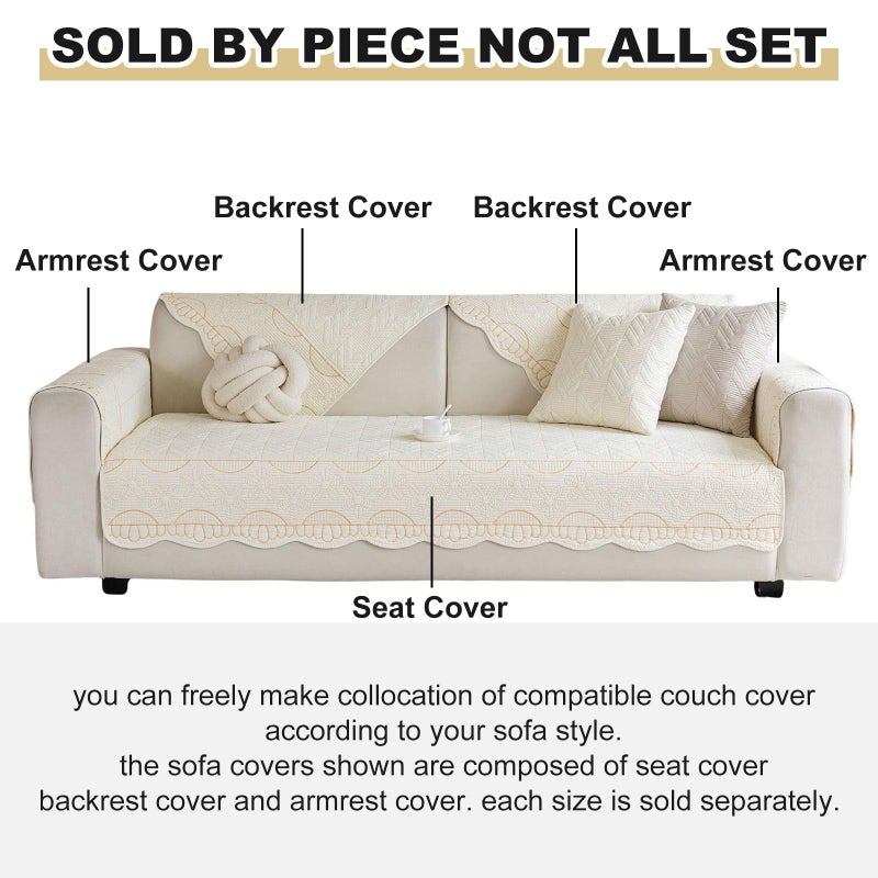 XSlive Cotton Quilted Pet Couch Covers for Sofa Farmhouse Rustic Floral Embroidery Sectional Couch Cover Soft Anti-Slip Sofa Slipcover Furniture Protector for Kids, Dogs, Pets (Cream,28"x28") - Image 2