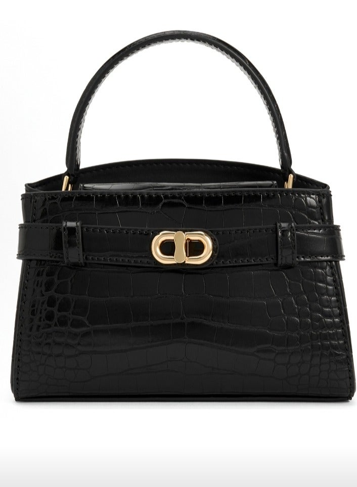 Charles & Keith Aubrielle Croc Tote - Black - Image 1