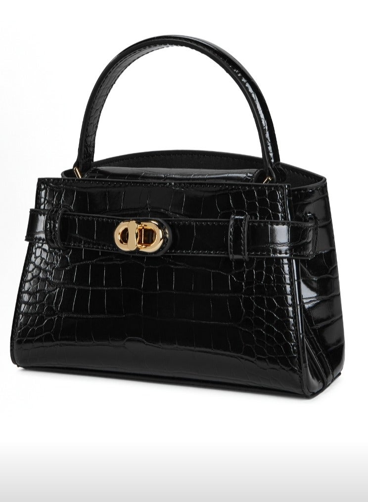 Charles & Keith Aubrielle Croc Tote - Black - Image 2