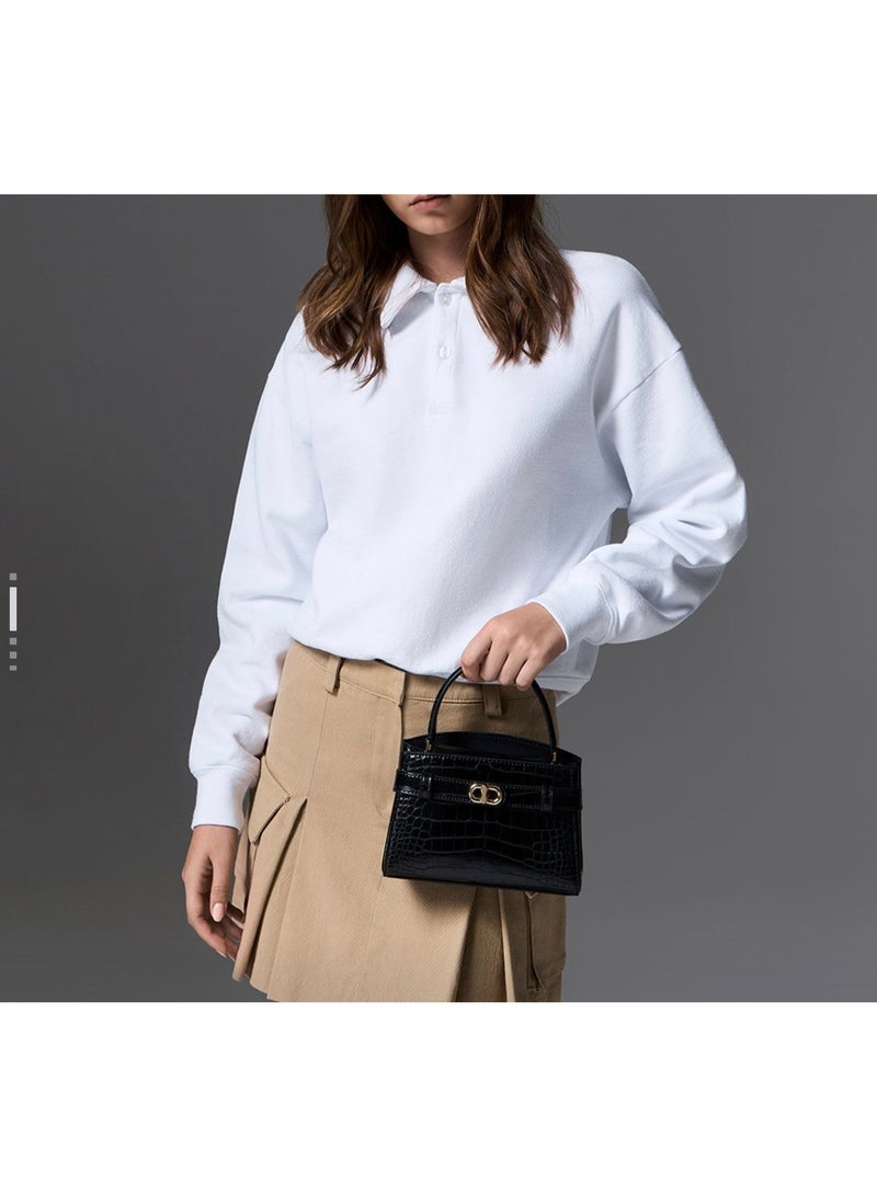 Charles & Keith Aubrielle Croc Tote - Black - Image 3