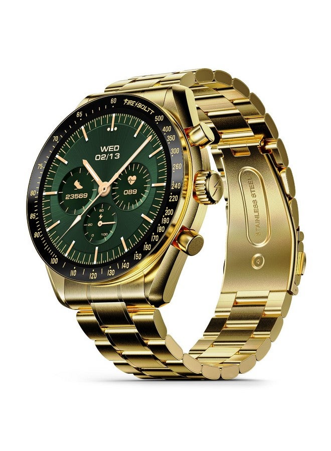 Fire-Boltt Moonwatch 36.3mm (1.43 inch) AMOLED Display, Wireless Charging, Metallic Frame, Stainless Steel Luxury Straps, Complete Health Suite, Bluetooth Calling, Sports Modes (Gold) - Image 1