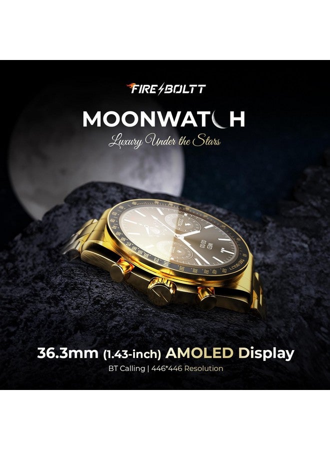 Fire-Boltt Moonwatch 36.3mm (1.43 inch) AMOLED Display, Wireless Charging, Metallic Frame, Stainless Steel Luxury Straps, Complete Health Suite, Bluetooth Calling, Sports Modes (Gold) - Image 2