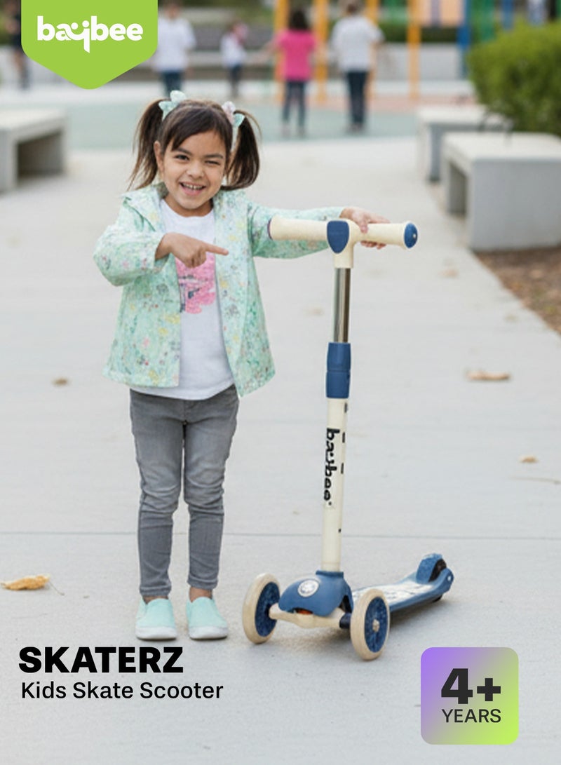 BAYBEE Skaterz Kick Scooter for Kids | 3 Wheel Kids Scooter with 3 Height Adjustable, LED Lights & Music | Skate Scooter Upto 50Kgs Weight Capacity | Runner Scooters for Kid 3 to 10 Years Blue - Image 3