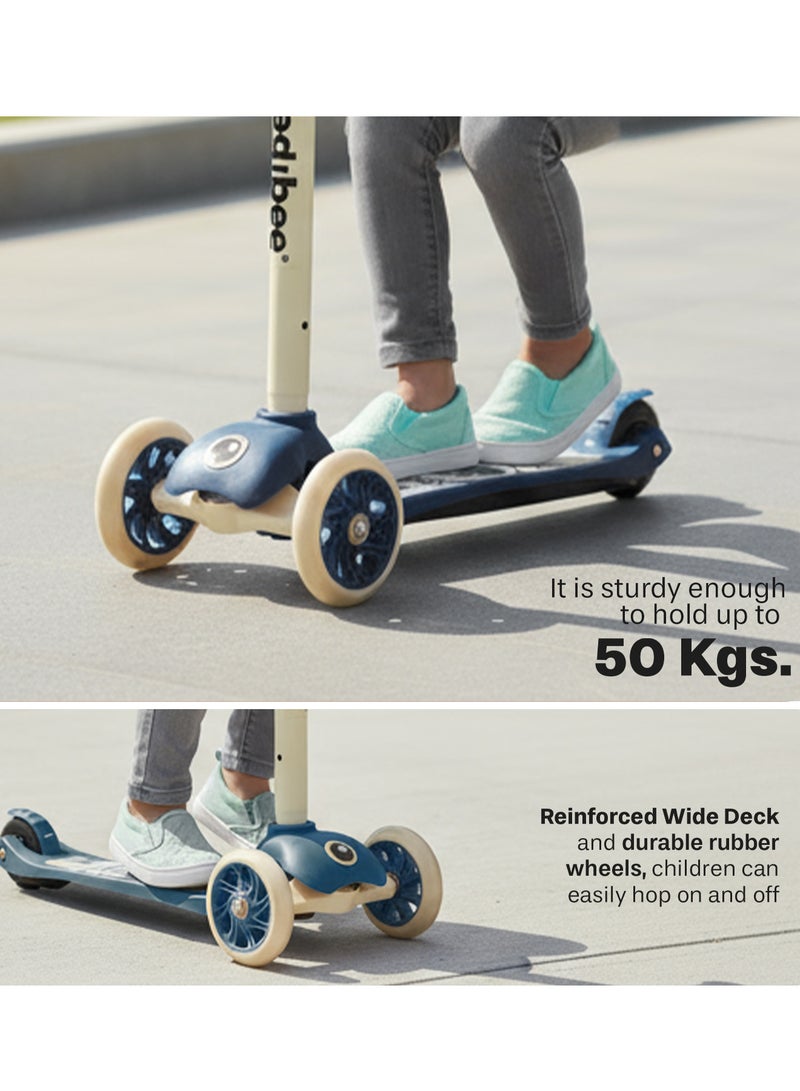BAYBEE Skaterz Kick Scooter for Kids | 3 Wheel Kids Scooter with 3 Height Adjustable, LED Lights & Music | Skate Scooter Upto 50Kgs Weight Capacity | Runner Scooters for Kid 3 to 10 Years Blue - Image 5