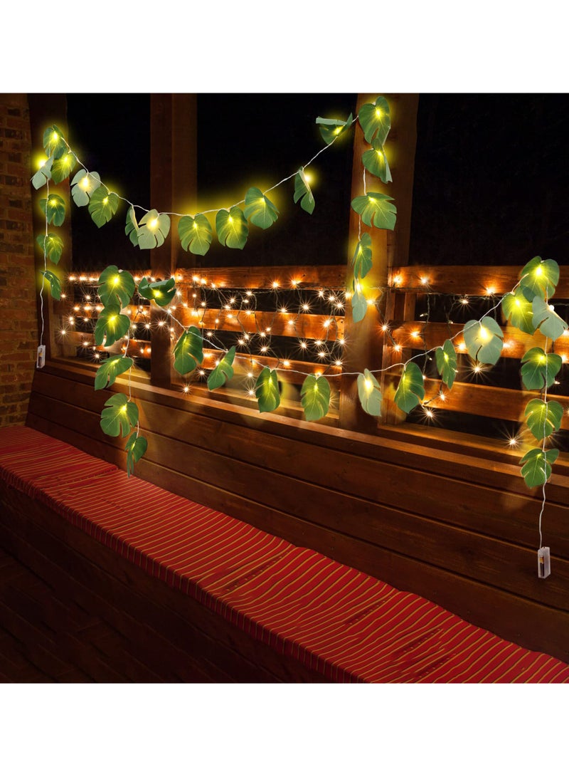 Excefore أضواء خيطية على شكل أوراق، 9.84 قدم أضواء LED بخيوط مع 20 ضوء LED معلق لتزيين غرفة النوم، مصباح خيط زخرفي بموضوع أوراق مونستيرا الخضراء - Image 2