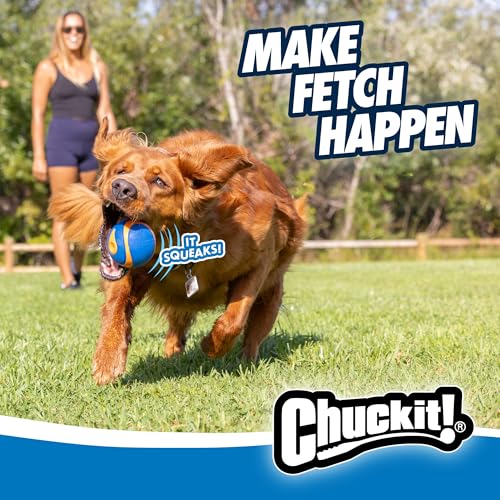 Chuckit Ultra Squeaker Dog Ball - Extra Large Bouncy and Squeaky Pet Toy for Dogs 100+ lbs - Floats on Water - Durable Rubber - Size XL - 3.5" Diameter - Pack of 1 - Image 5