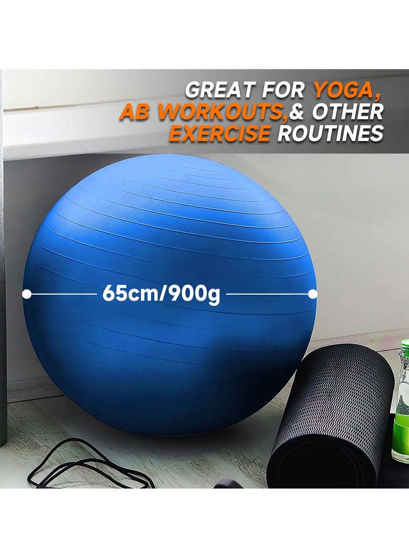 INFOSUN 2 Pack 65 & 25cm Exercise Ball with Quick Foot Pump,Anti Burst and Slip Stability Balance Yoga Ball Chair for Pilates Yoga Birthing Pregnancy Gym Workout Training and Physical Therapy(2 Size)(Blue) - Image 3
