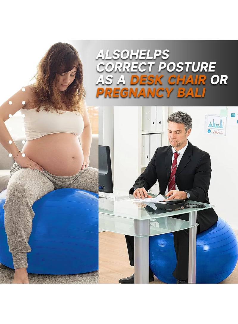 INFOSUN 2 Pack 65 & 25cm Exercise Ball with Quick Foot Pump,Anti Burst and Slip Stability Balance Yoga Ball Chair for Pilates Yoga Birthing Pregnancy Gym Workout Training and Physical Therapy(2 Size)(Blue) - Image 2