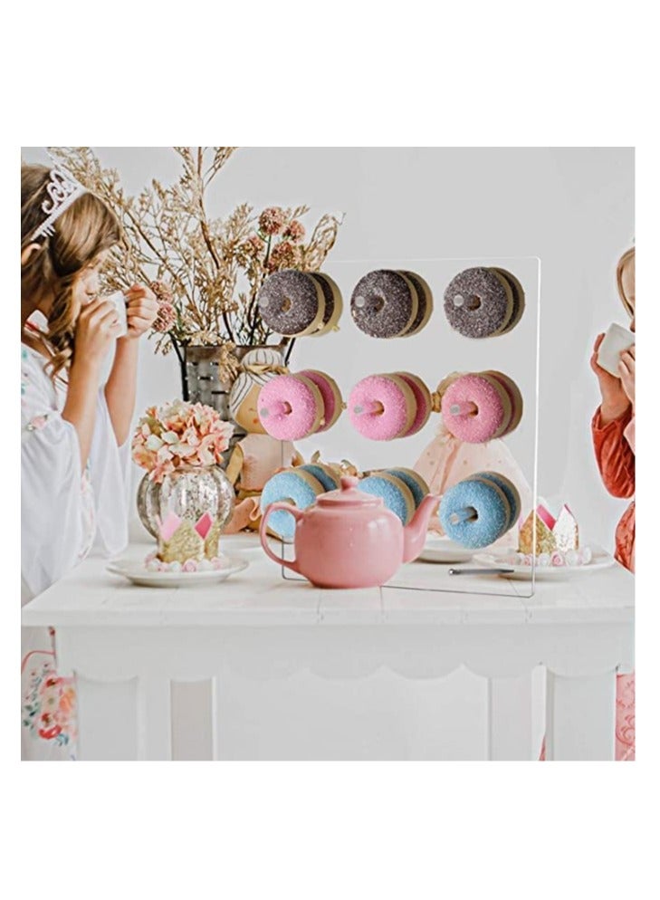 Donut Wall Stand, Acrylic Donut Wall Display Stand On Table, Clear Bagels Holder Doughnut Stand Holder for Baby Showers, Birthday, Holiday Gathering, Sweets Tables, Holds up to 18 Donuts - Image 3