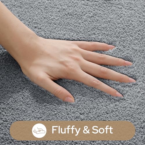 HOMEIDEAS Upgraded Bathroom Rugs Set 3 Piece, Extra Thick Absorbent Soft Memory Foam, Washable Toilet Bath Mat (Grey,17"x24"+20"x32"+U Shape 20"x24") - Image 4