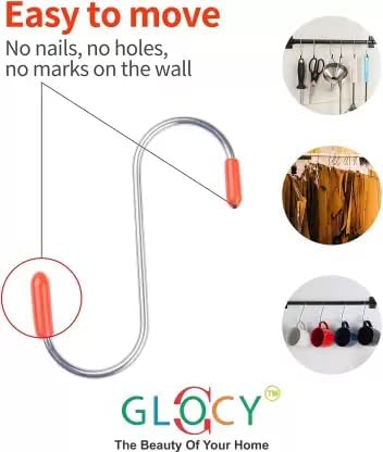 GLOCY Stainless Steel S Hooks Multipurpose Use for Hanging Kitchen ToolsWardrobe SolutionsBathroom AccessoriesPlant containers Holder - Image 2
